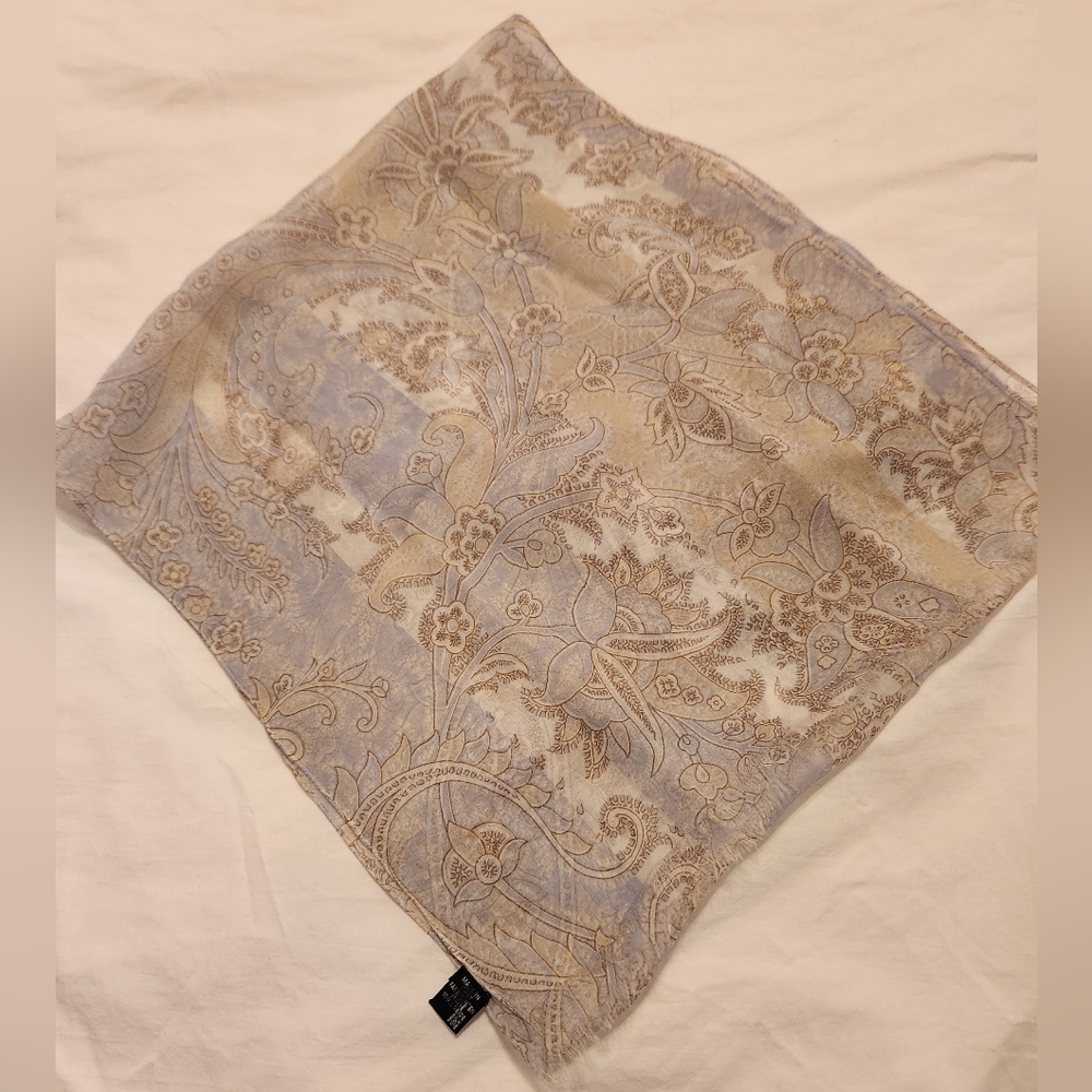 Silk sheer grey hues paisley scarf